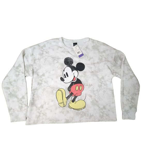 Mickey Mouse Sweatshirt Size M Womens Cropped Disneyland Pullover Medium - Picture 3 of 8
